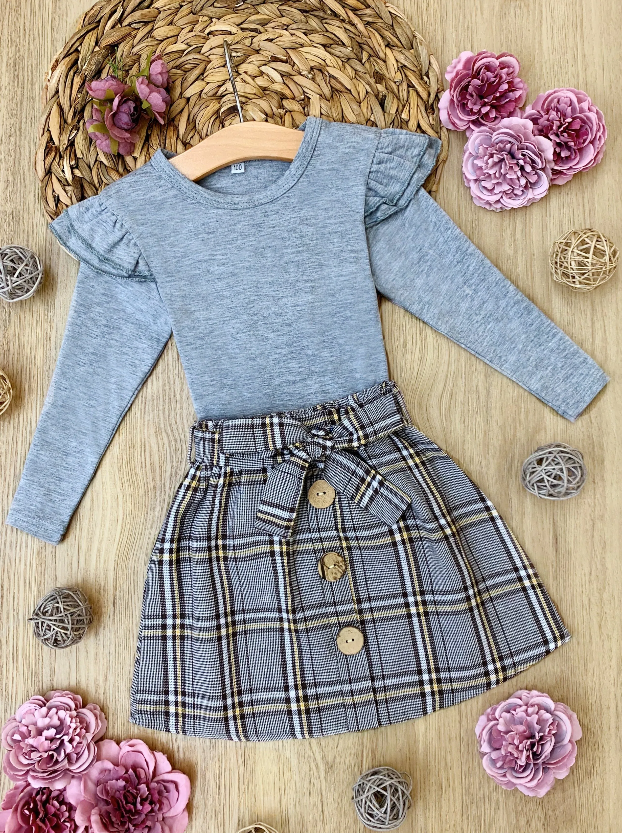 Preppy and Fab Top and Plaid Skirt Set