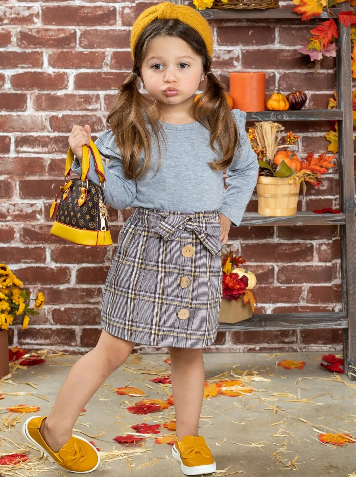 Preppy and Fab Top and Plaid Skirt Set