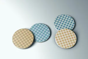 Preppy Plaids blue and yellow coaster set | Horse   Whiskey Collection