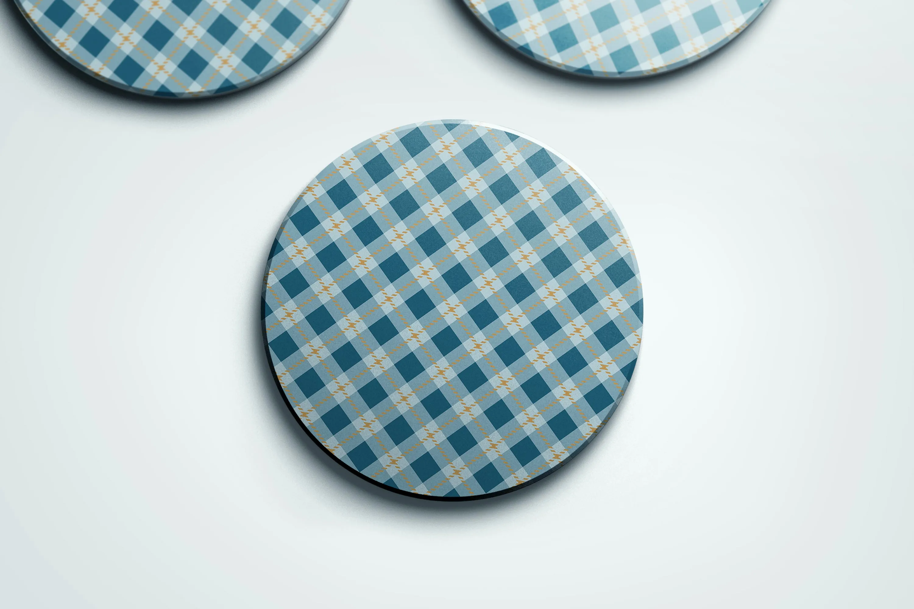 Preppy Plaids blue and yellow coaster set | Horse   Whiskey Collection