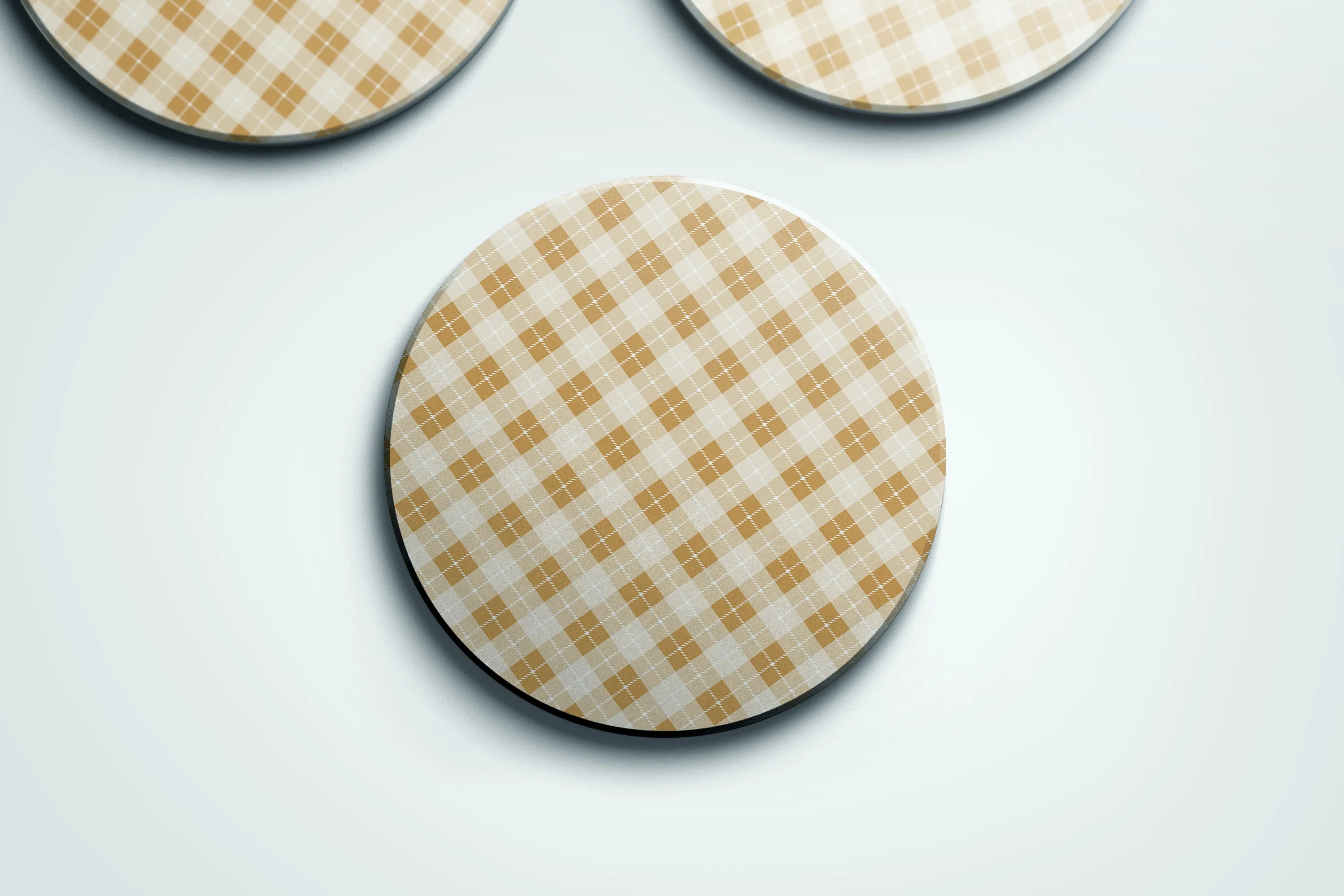 Preppy Plaids blue and yellow coaster set | Horse   Whiskey Collection