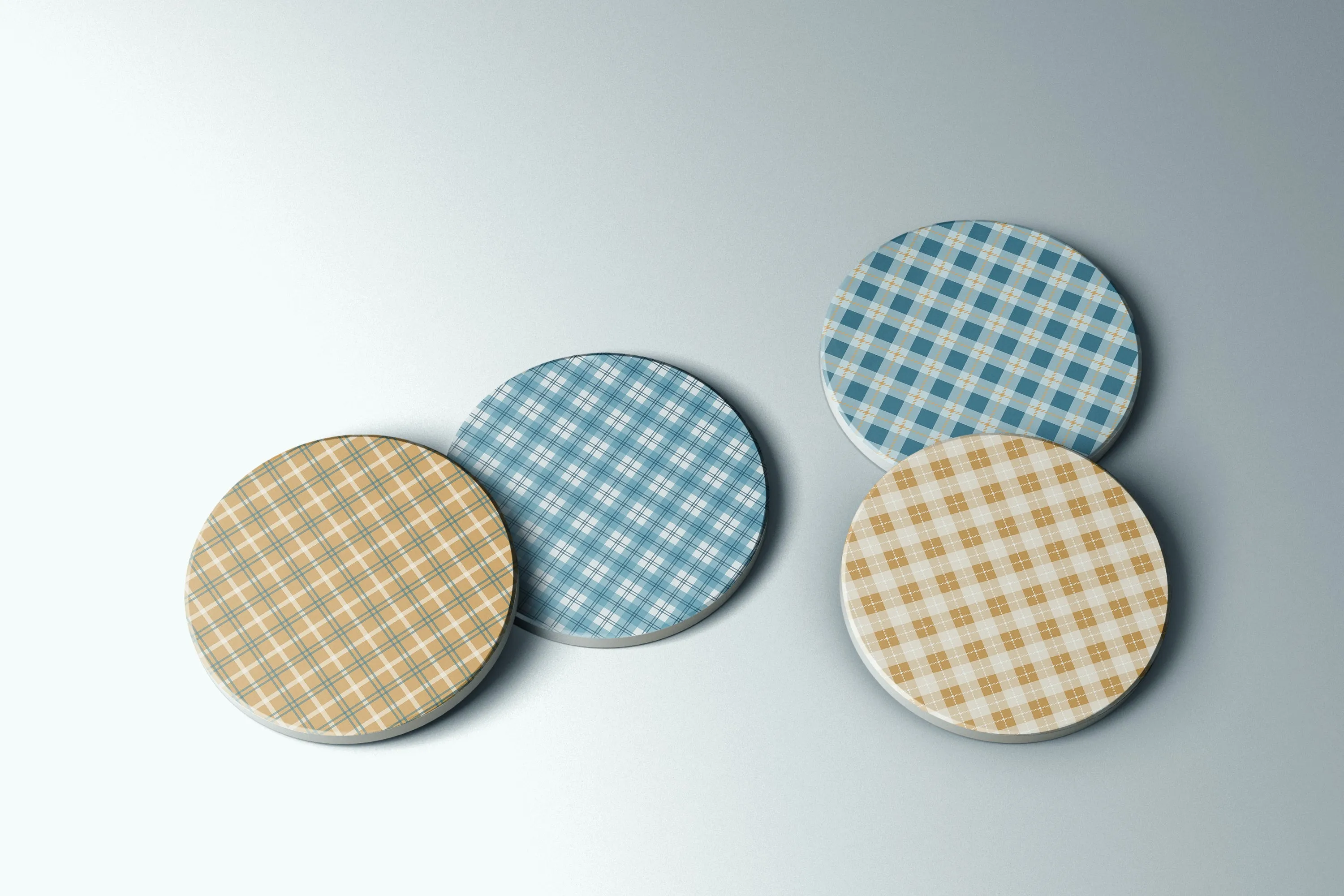 Preppy Plaids blue and yellow coaster set | Horse   Whiskey Collection