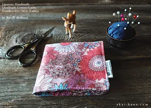 Quadruple Reversible Japanese Handkerchief, Flower Garden Pink ⦿wghc0018