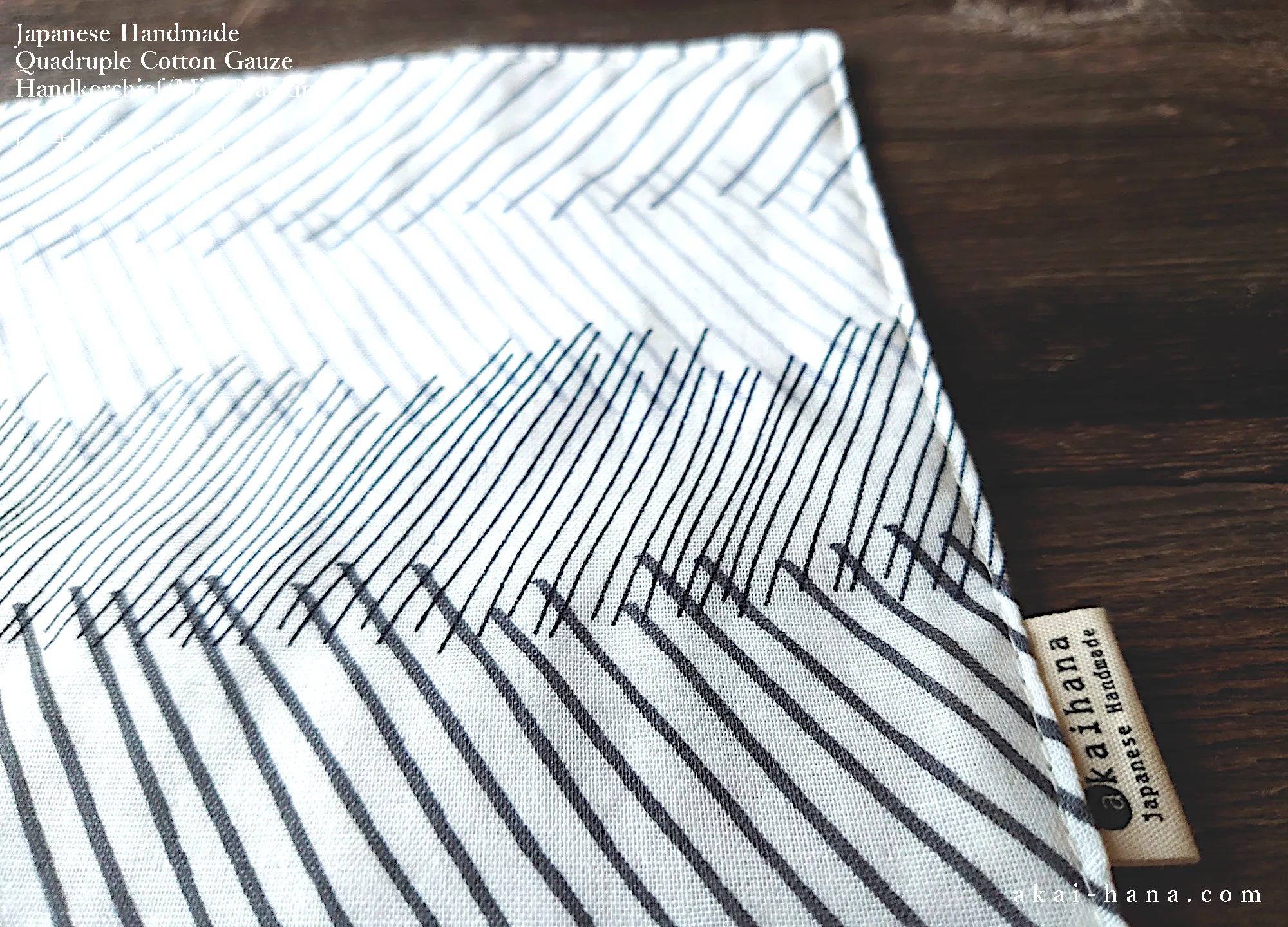Quadruple Reversible Japanese Handkerchief, Slash, 100% Japanese Cotton Gauze ⦿wghc0020