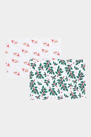 Quilted Placemat Set of 2 in Gardenia Santas   Holly