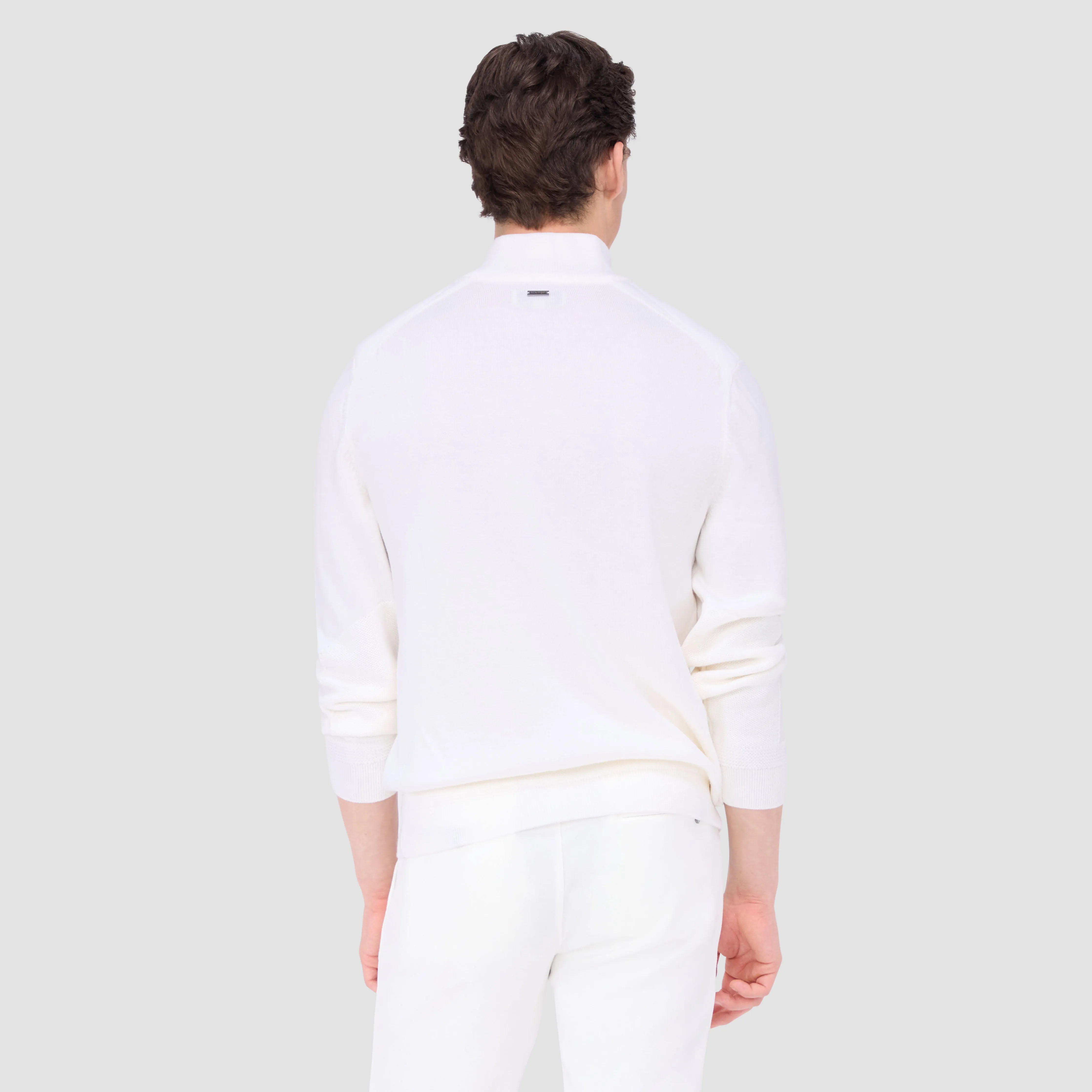 Quilted Yoke Quarter-Zip Sweater