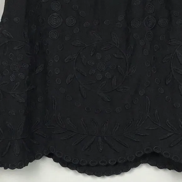 Ralph Lauren Black Label A Line Black Mini Skirt 10 Embroidered Voile NEW NWT