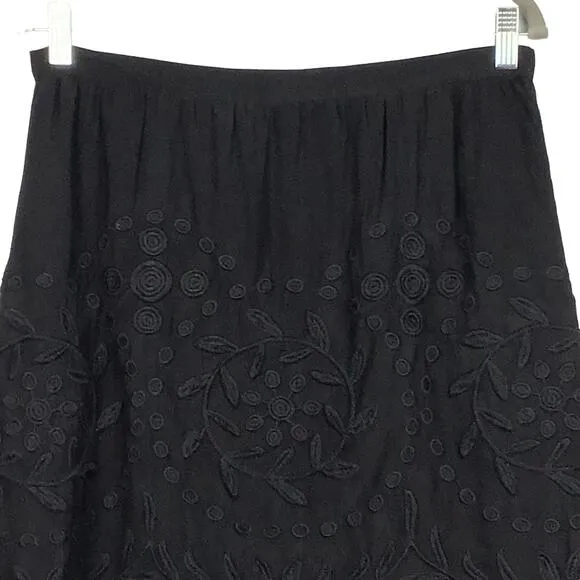 Ralph Lauren Black Label A Line Black Mini Skirt 10 Embroidered Voile NEW NWT