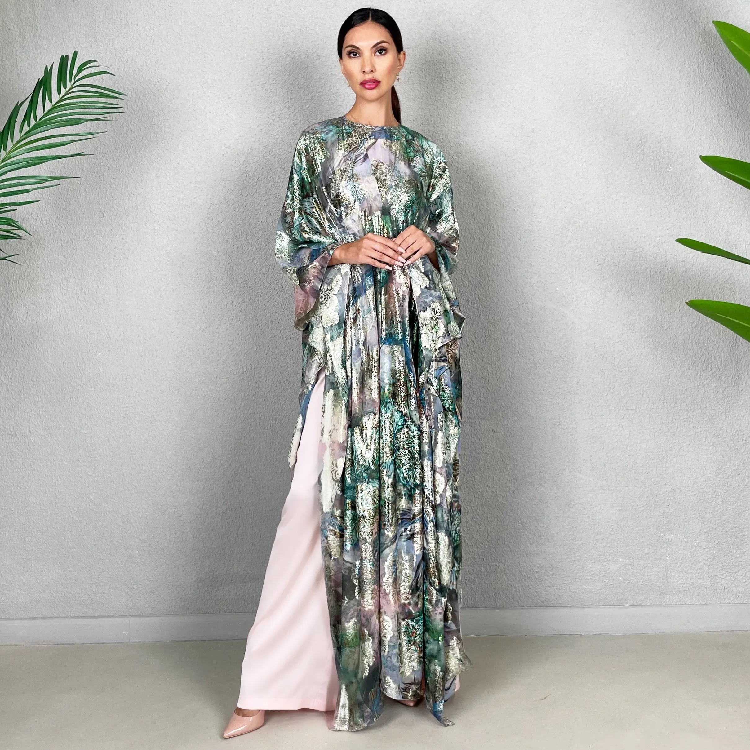RAM22 FRENCH LAMÉ CHIFFON KAFTAN