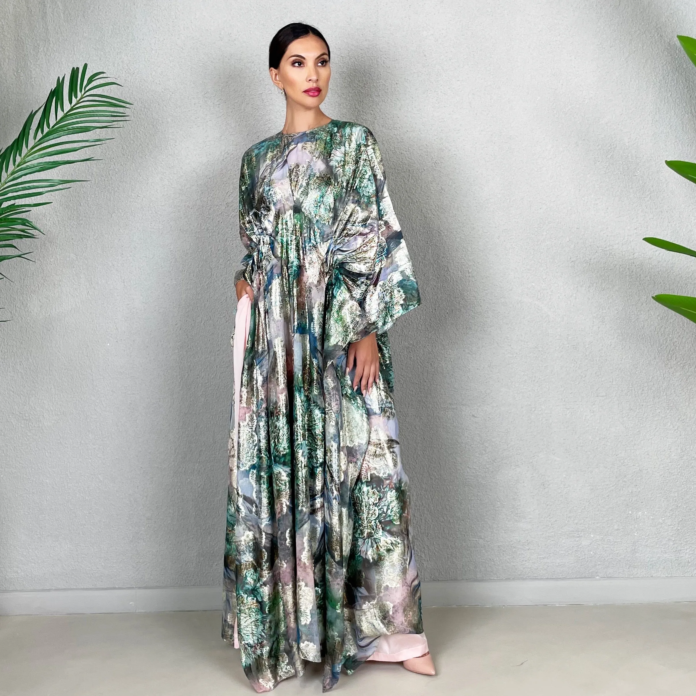 RAM22 FRENCH LAMÉ CHIFFON KAFTAN