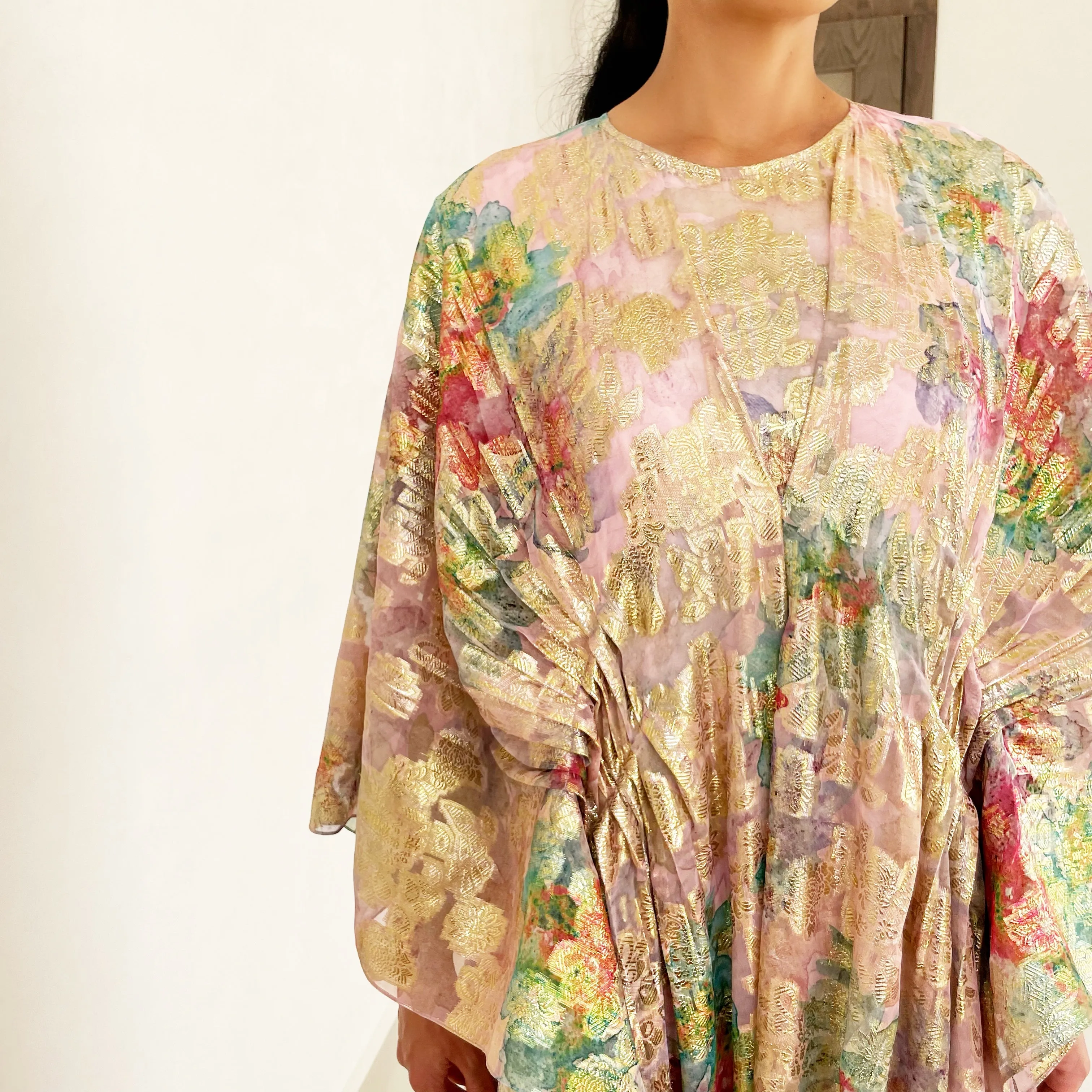 RAM22 VIBRANT FRENCH LAMÉ CHIFFON KAFTAN