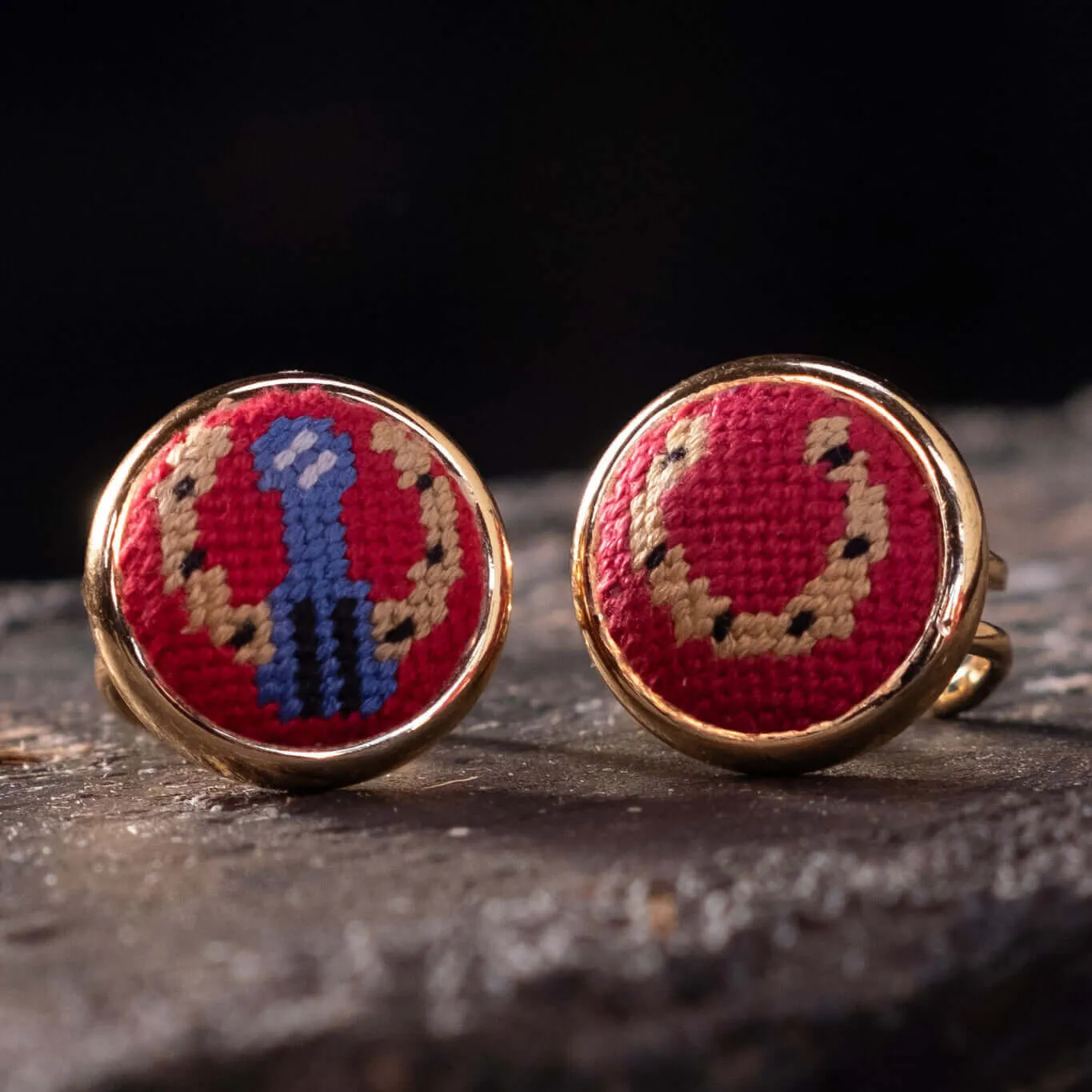 Red Horseshoe Needlepoint Ring