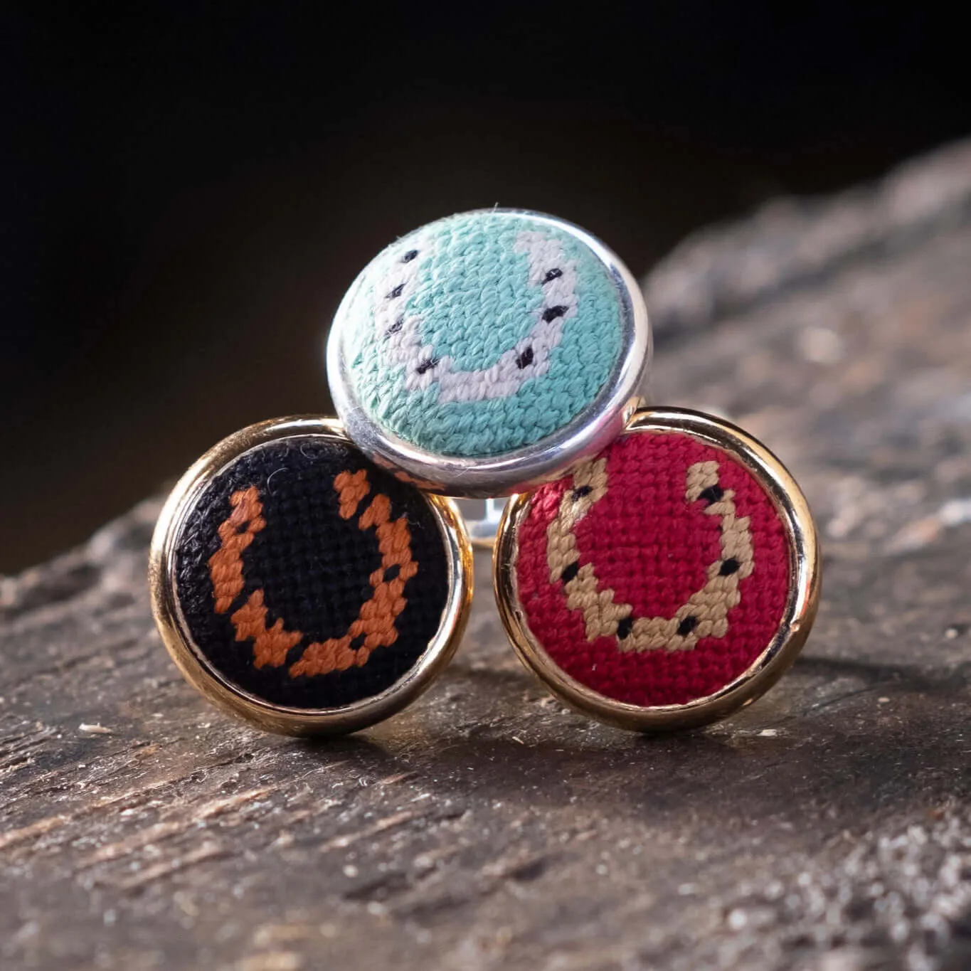 Red Horseshoe Needlepoint Ring