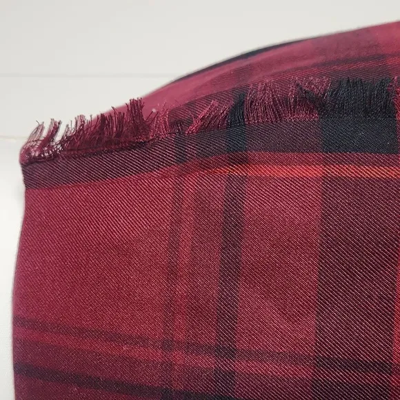 Red Plaid Wrap Maxi Skirt With Full-length Fringe Detail Preppy Academia Maxi