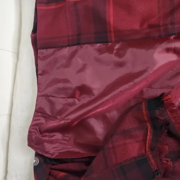 Red Plaid Wrap Maxi Skirt With Full-length Fringe Detail Preppy Academia Maxi