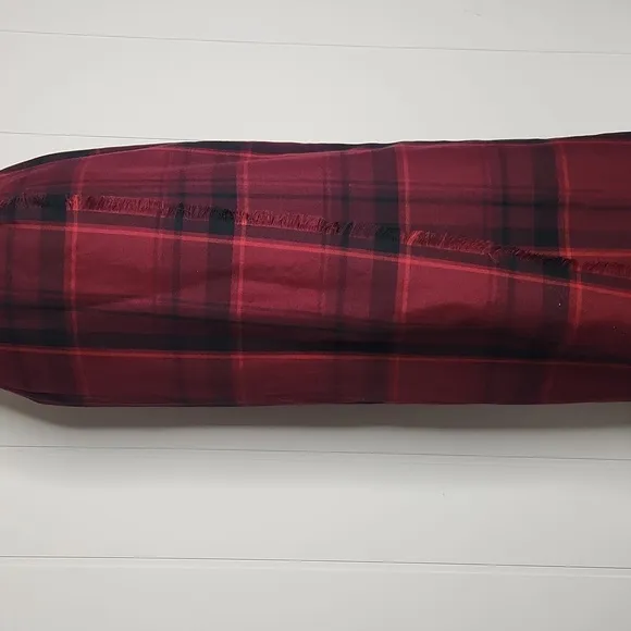 Red Plaid Wrap Maxi Skirt With Full-length Fringe Detail Preppy Academia Maxi