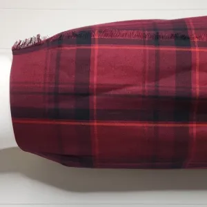 Red Plaid Wrap Maxi Skirt With Full-length Fringe Detail Preppy Academia Maxi