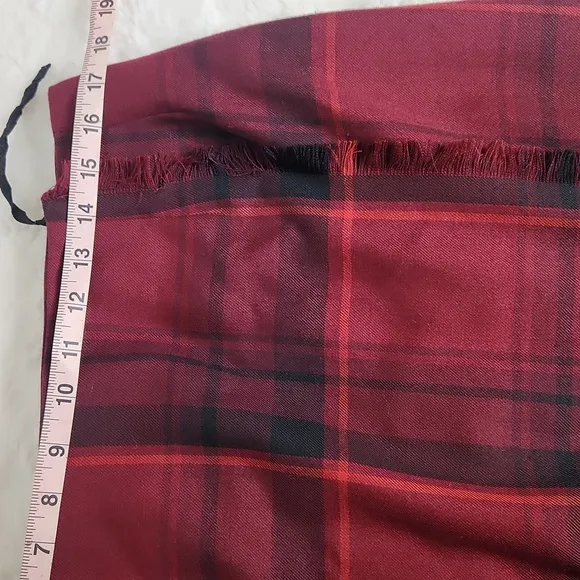 Red Plaid Wrap Maxi Skirt With Full-length Fringe Detail Preppy Academia Maxi