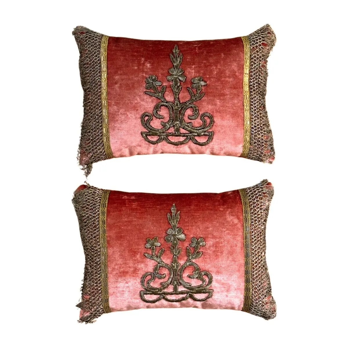 RESERVED: Antique Ottoman Empire Raised Gold Metallic Embroidery (#E071723A&B | 12 x 17")