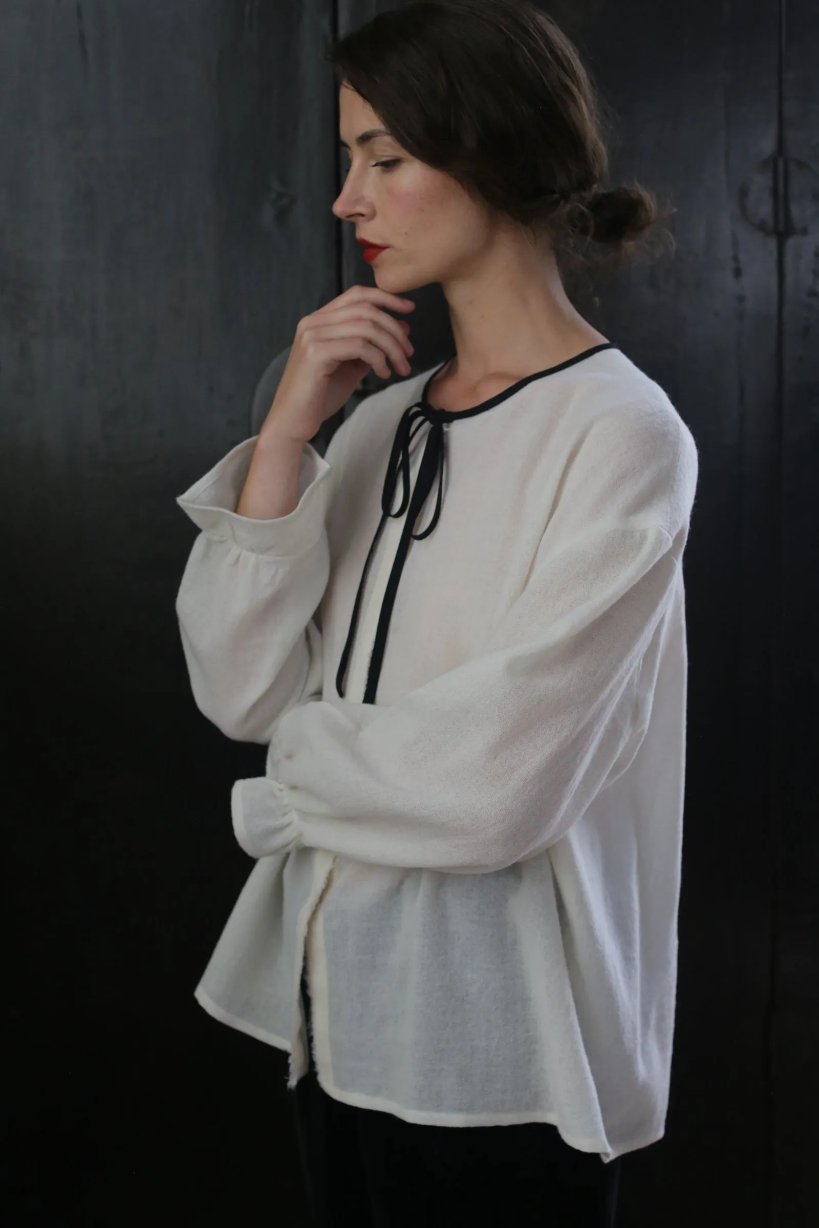 Ribbon Shirt - Japanese Wool Gauze