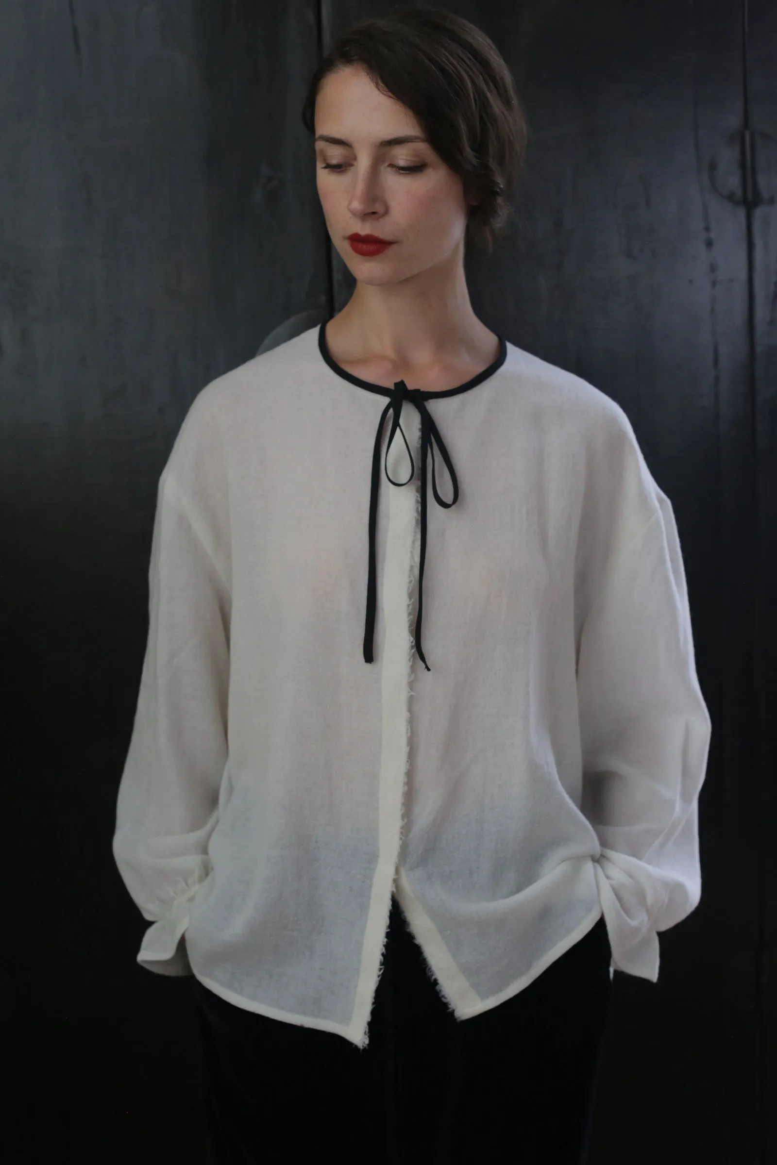 Ribbon Shirt - Japanese Wool Gauze