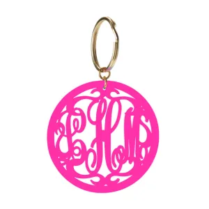 Rimmed Script Monogram Keychain