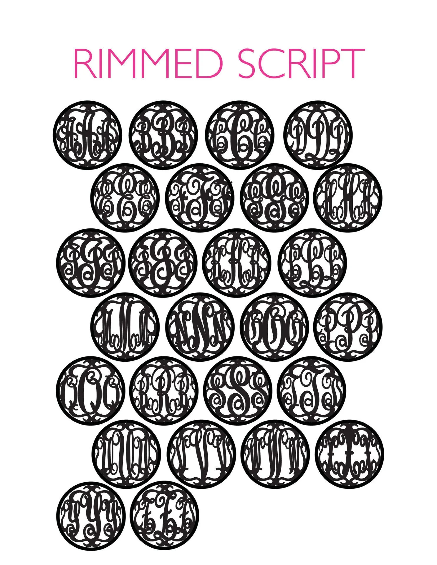 Rimmed Script Monogram Keychain