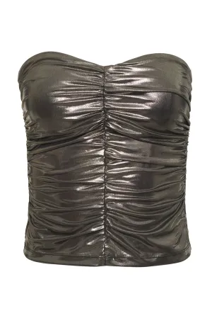 Ruched Foil Tube Top