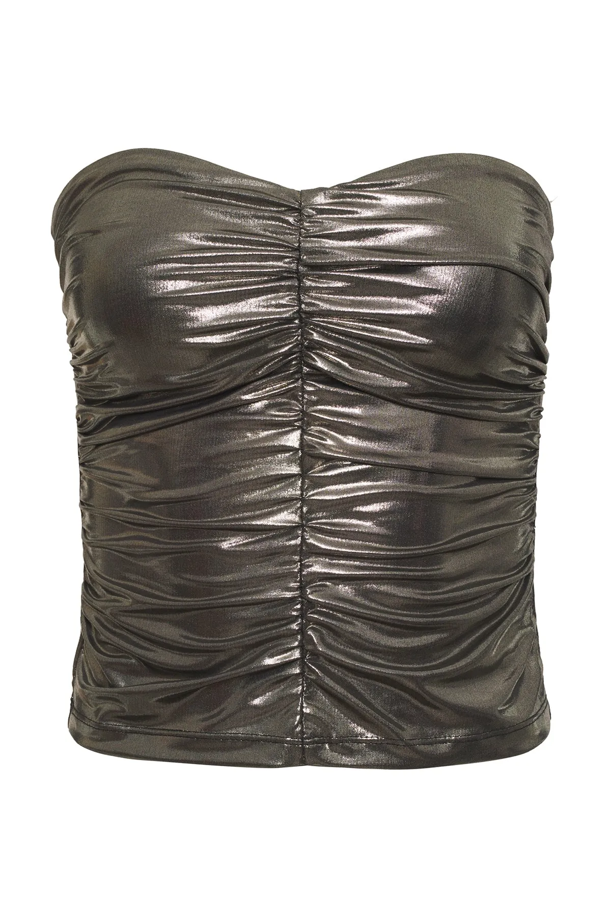 Ruched Foil Tube Top