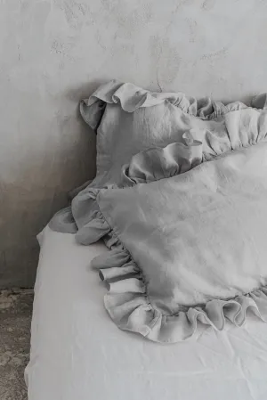 Ruffle pillowcase - light gray