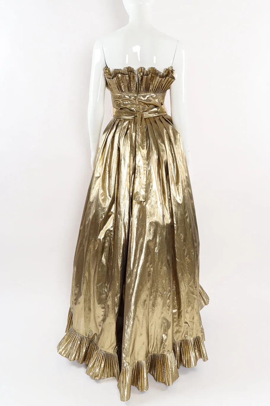Ruffle Pleat Lamé Gown