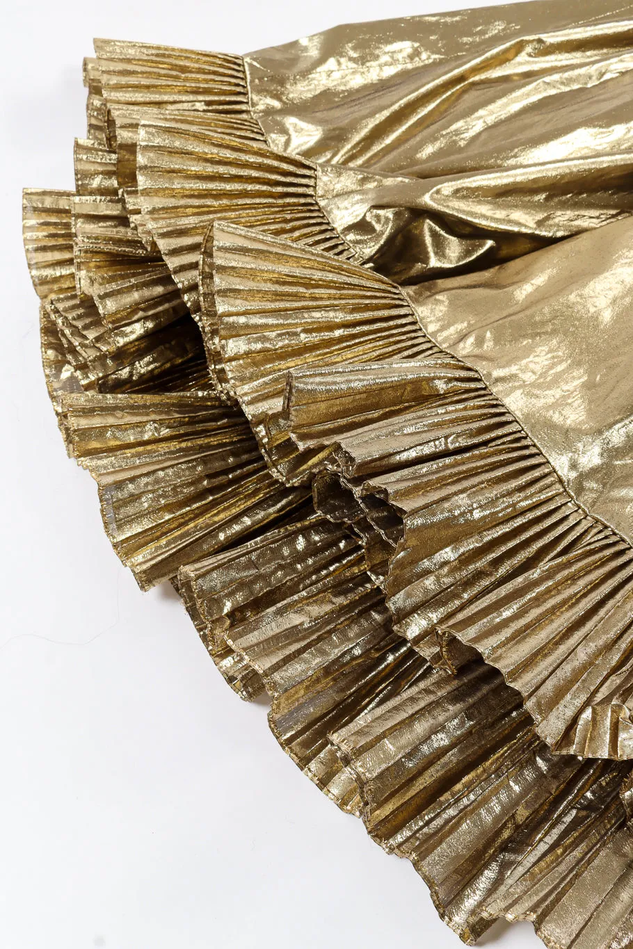 Ruffle Pleat Lamé Gown