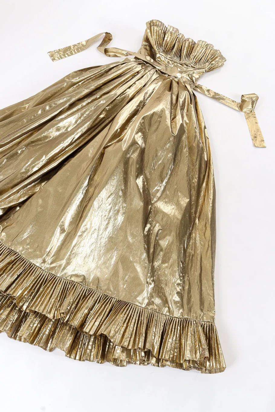 Ruffle Pleat Lamé Gown