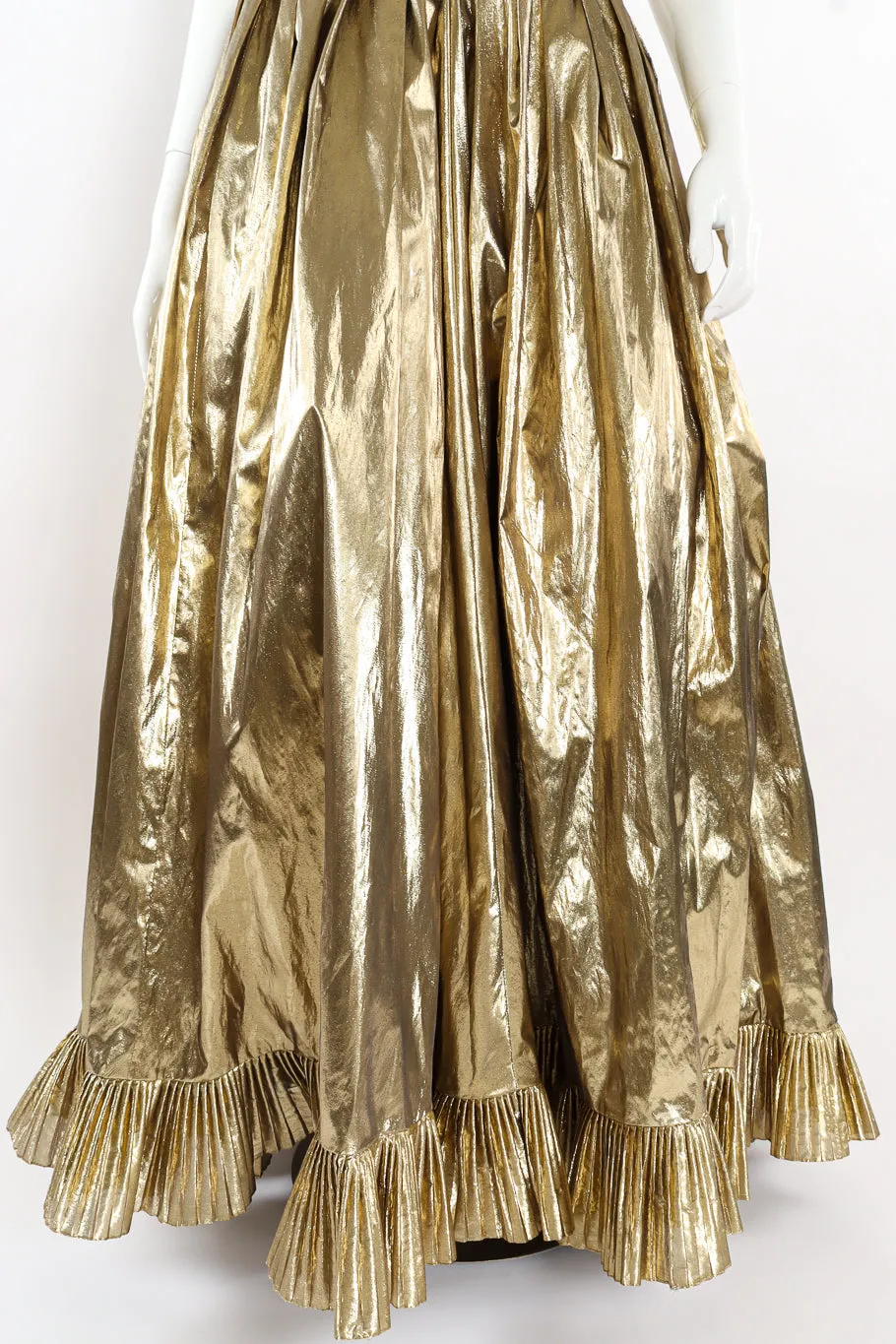 Ruffle Pleat Lamé Gown