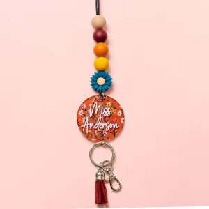 Rustic Bloom Floral Acrylic Lanyard