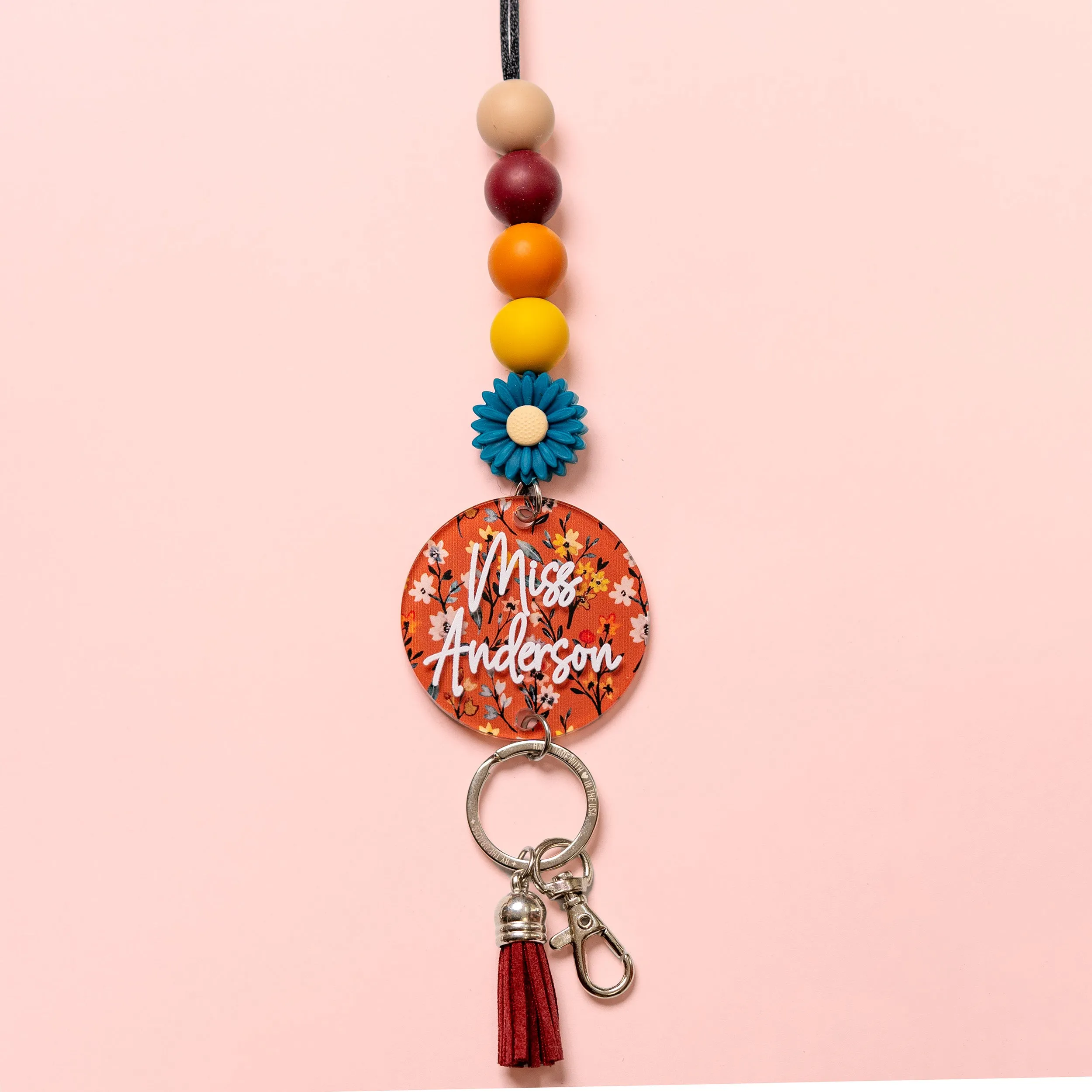 Rustic Bloom Floral Acrylic Lanyard