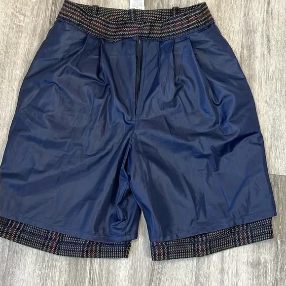 Sag Harbor Vintage Lana Wool Blend Plaid Pleated Bermuda Shorts