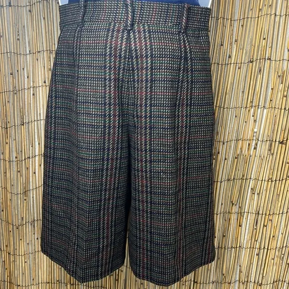 Sag Harbor Vintage Lana Wool Blend Plaid Pleated Bermuda Shorts