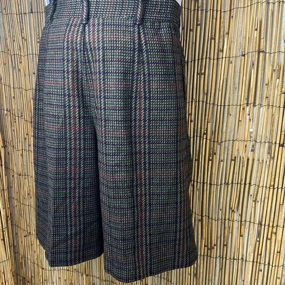 Sag Harbor Vintage Lana Wool Blend Plaid Pleated Bermuda Shorts