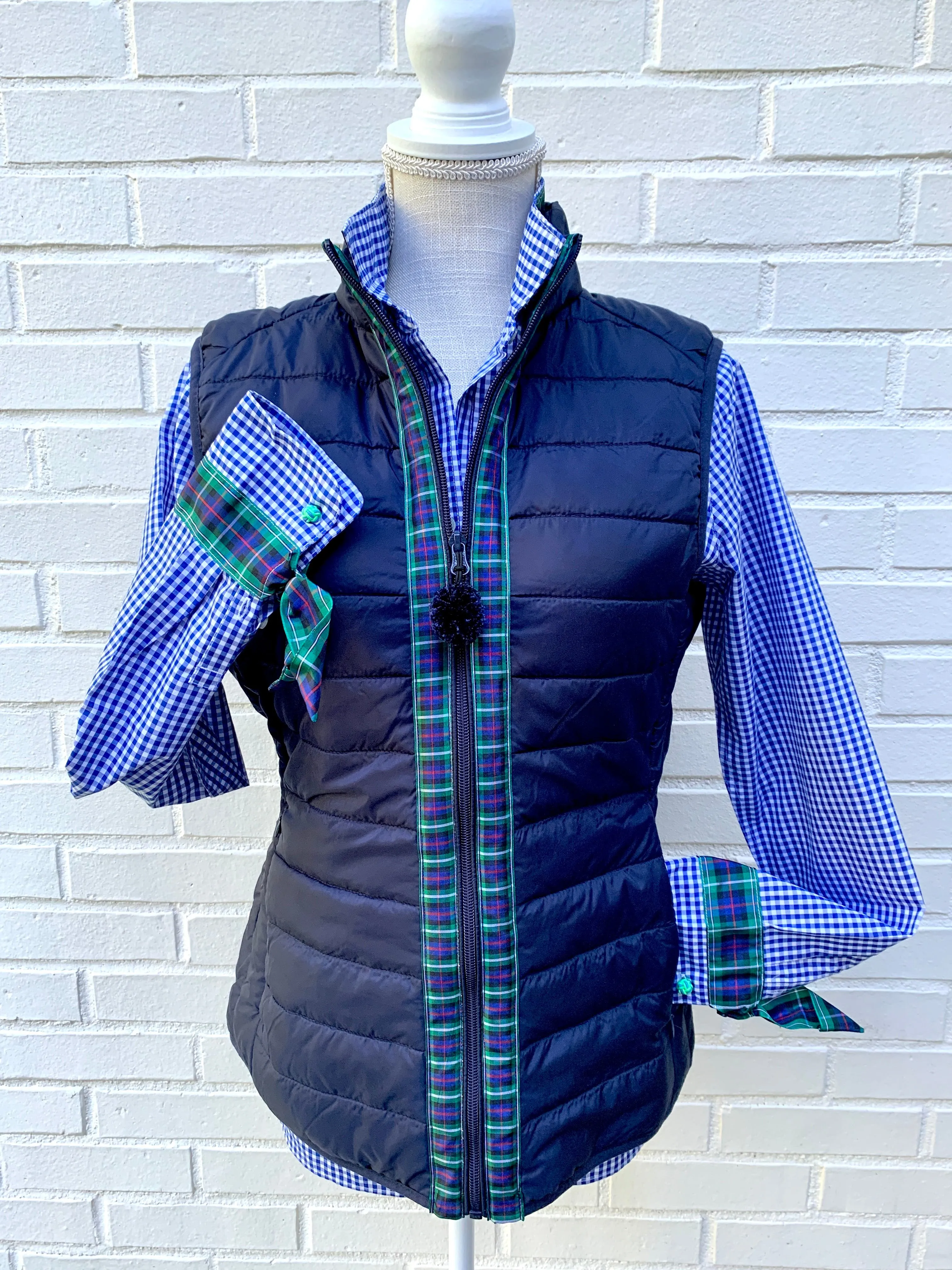 SALE - S, 2XL & 3XL - Maggie May Ribbon Puffer Vest (PF18) *FINAL SALE*