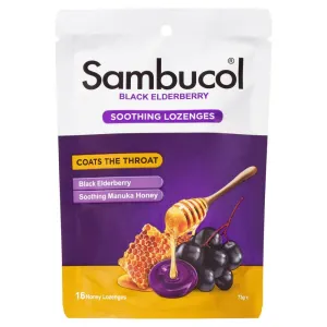Sambucol Throat Relief Soothing Honey Lozenges 16 Pack