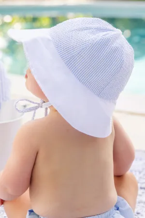 Sawyer Sun Hat - Breakers Blue Seersucker with Worth Avenue White