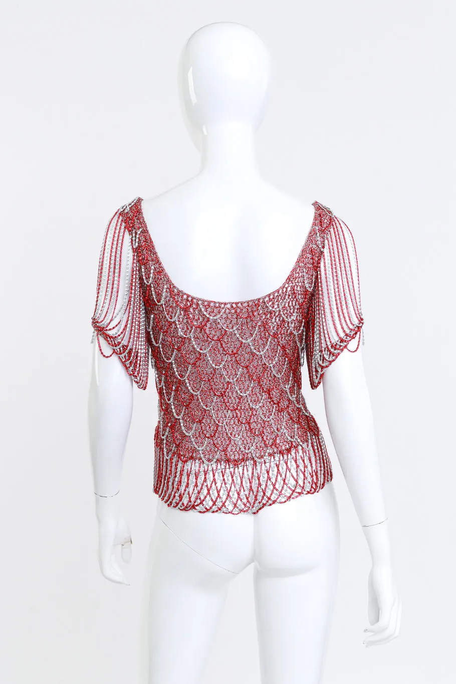 Scarlet & Silver Crochet Knit Chain Drape Top