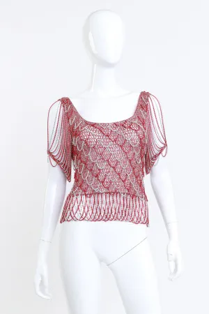 Scarlet & Silver Crochet Knit Chain Drape Top