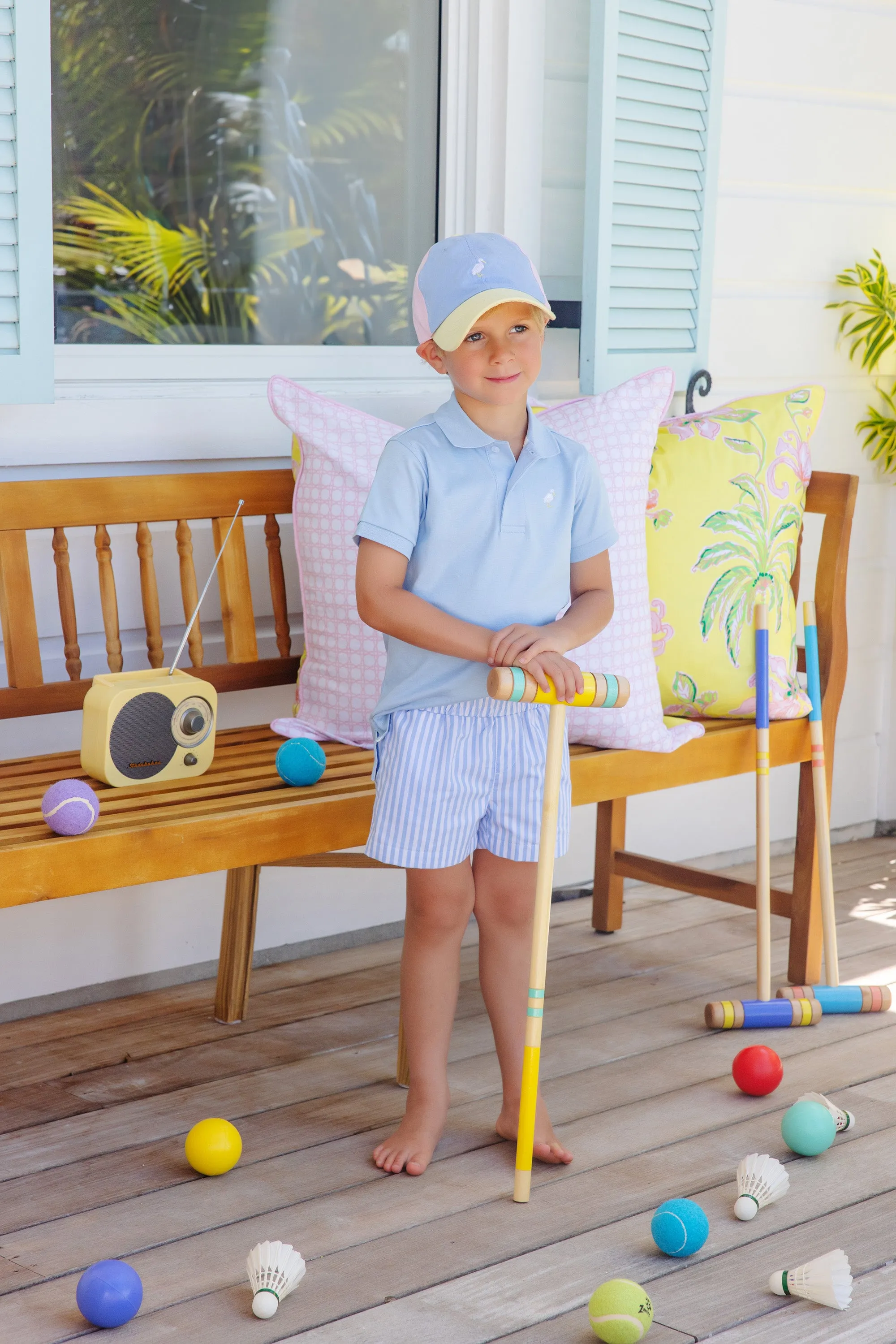 Sheffield Shorts - Beale Street Blue Stripe with Grace Bay Green Stork