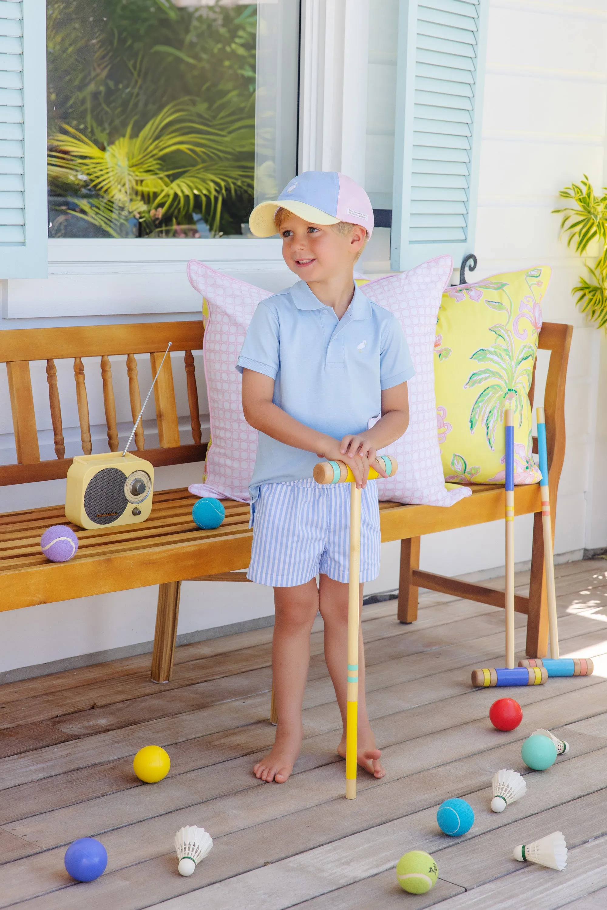Sheffield Shorts - Beale Street Blue Stripe with Grace Bay Green Stork