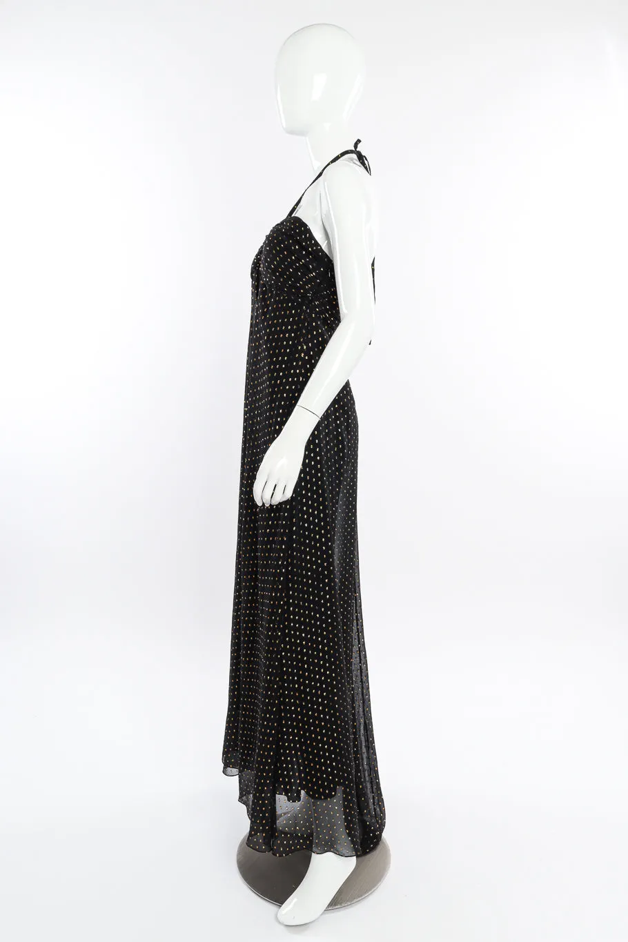 Silk Lamé Dot Halter Dress