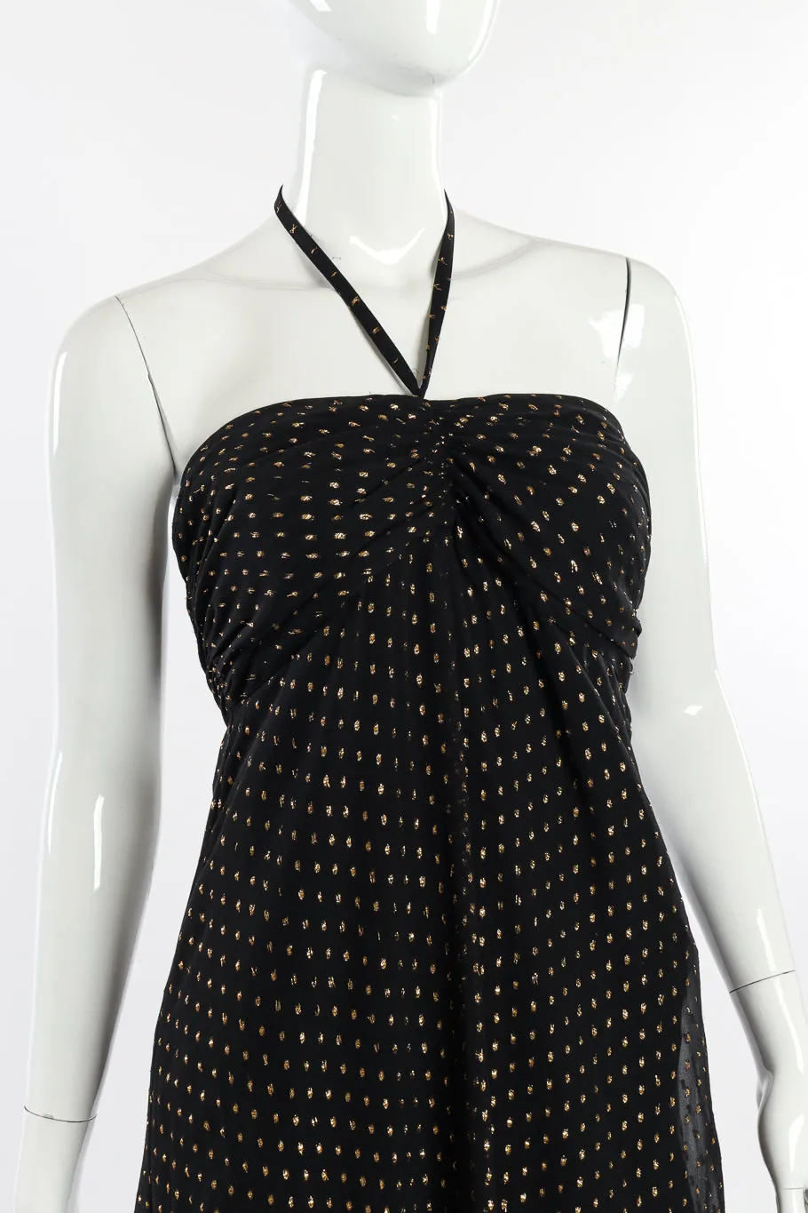 Silk Lamé Dot Halter Dress