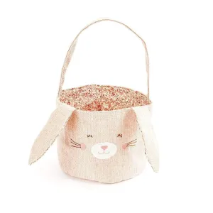 Small Pink Linen Bunny Basket