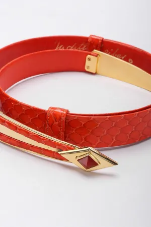 Snakeskin Diamond Shape Buckle Belt